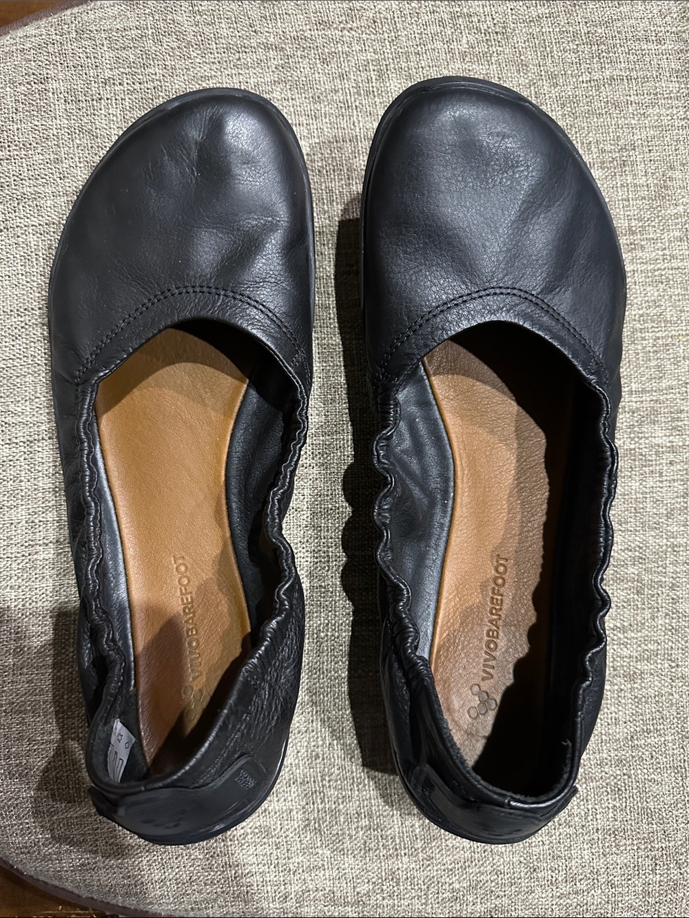 Vivo Barefoot Black Leather Slip-On Ballet Flats
